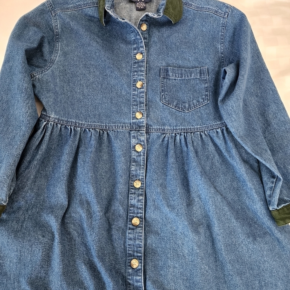 Original TY Wear Vintage Denim Collared Button Women's Midi Dress Size Petite S - Picture 2 of 8